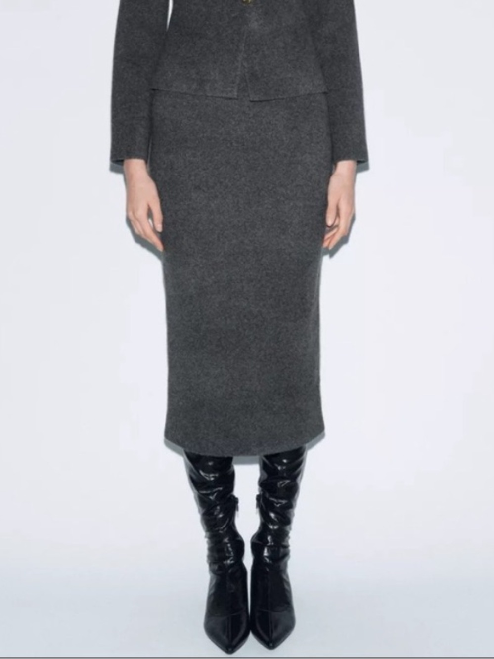 Zara NWT basic knit midi skirt 4192/138